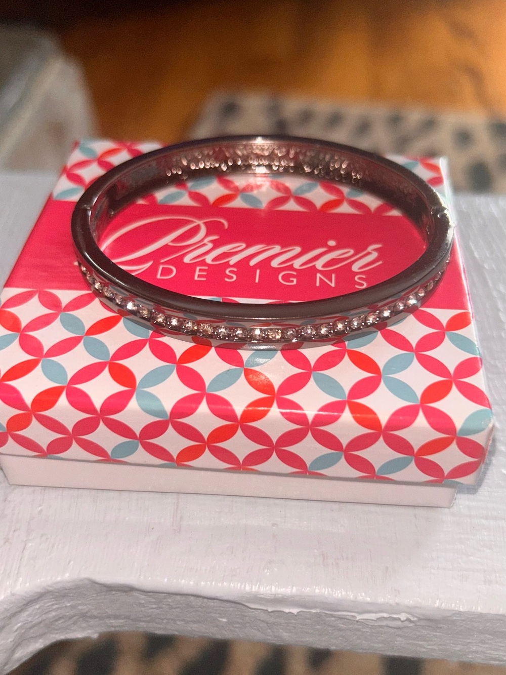 Premier Designs Silver Crystal Accent Bangle Bracelet - never worn